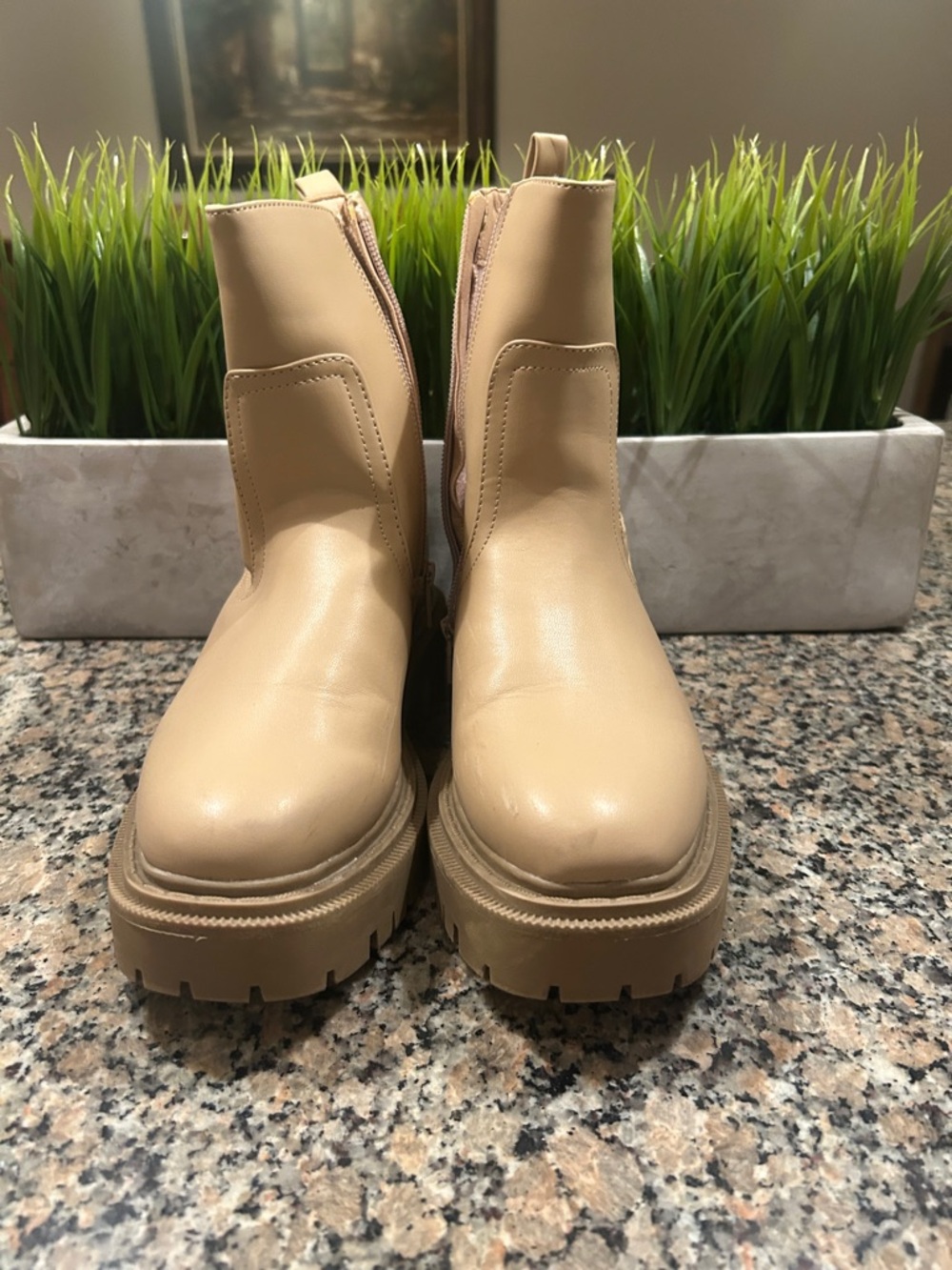 American Eagle Outfitters Tan Chunky Lug Ankle Boots